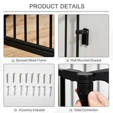 PawHut Pet Safety Gate 5 Panels Playpen Metal Fence w/ Walk Through Door - Black thumbnail 6