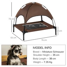 PawHut 76cm Elevated Dog Bed Cooling Raised Pet Cot UV Protection Canopy Brown thumbnail 7