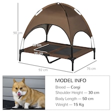 PawHut 92cm Elevated Dog Bed Cooling Raised UV Protection Coffee thumbnail 4