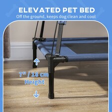 PawHut 92cm Elevated Dog Bed Cooling Raised Pet Cot UV Protection Canopy Blue thumbnail 6