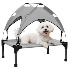 PawHut Cooling Raised Dog Bed w/ Breathable Mesh, for Mini, S Dogs - Light Grey