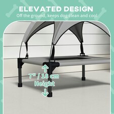 PawHut Cooling Raised Dog Bed w/ Breathable Mesh, for Mini, S Dogs - Light Grey thumbnail 6