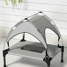 PawHut Cooling Raised Dog Bed w/ Breathable Mesh, for Mini, S Dogs - Light Grey thumbnail 9