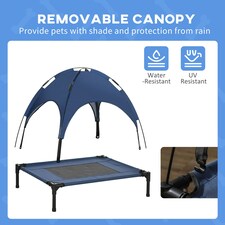PawHut 76cm Elevated Dog Bed Cooling Raised Pet Cot UV Protection Canopy Blue thumbnail 5