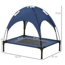 PawHut 76cm Elevated Dog Bed Cooling Raised Pet Cot UV Protection Canopy Blue thumbnail 7