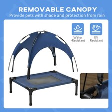PawHut 61cm Elevated Dog Bed Cooling Raised UV Protection Canopy Blue thumbnail 10