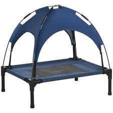 PawHut 61cm Elevated Dog Bed Cooling Raised UV Protection Canopy Blue thumbnail 6