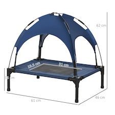 PawHut 61cm Elevated Dog Bed Cooling Raised UV Protection Canopy Blue thumbnail 9