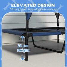 PawHut Cooling Raised Dog Bed w/ Breathable Mesh, for M, L Dogs - Dark Blue thumbnail 10