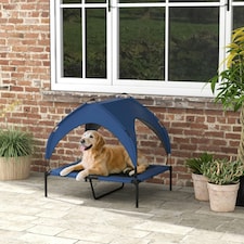 PawHut Cooling Raised Dog Bed w/ Breathable Mesh, for M, L Dogs - Dark Blue thumbnail 2