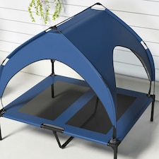 PawHut Cooling Raised Dog Bed w/ Breathable Mesh, for M, L Dogs - Dark Blue thumbnail 8