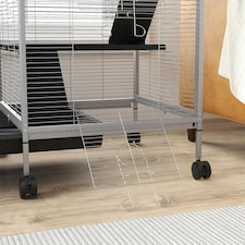 PawHut Rolling Small Animal Cage for Chinchillas Ferrets Kittens W/ Ramp Grey thumbnail 8