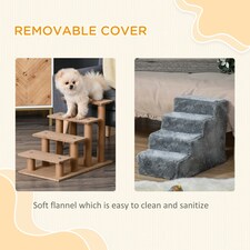 PawHut Four-Step Portable Dog Stairs, Washable Plush Cover, for Small Pets thumbnail 3