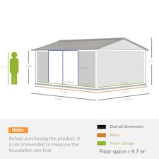Outsunny Outdoor Garden Storage Shed Steel Tool Storage Box Grey thumbnail 5