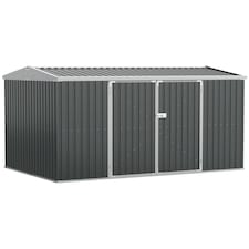 Outsunny Outdoor Garden Storage Shed Steel Tool Storage Box Grey thumbnail 6