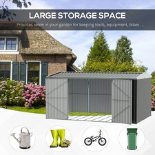 Outsunny Outdoor Garden Storage Shed Steel Tool Storage Box Grey thumbnail 8