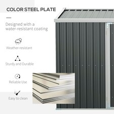 Outsunny Outdoor Garden Storage Shed Steel Tool Storage Box Grey thumbnail 9