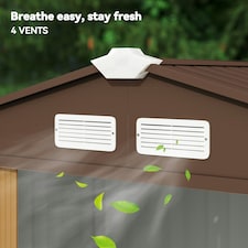 Outsunny 7 x 4ft Garden Shed Storage w/ Foundation Kit, Vents, Light Brown thumbnail 8