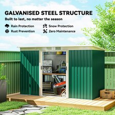 Outsunny 9 x 4FT Metal Garden Storage Shed w/ 2 Door, Dark Green thumbnail 3