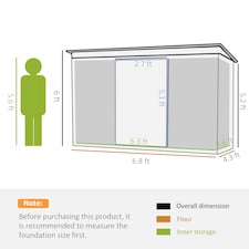Outsunny 7 x 4ft Outdoor Garden Storage Shed for Backyard Patio Black thumbnail 5