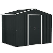 Outsunny 8 x 6ft Garden Storage Shed with Double Sliding Door Outdoor Grey