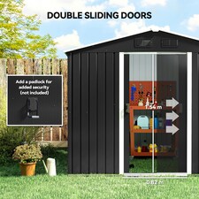 Outsunny 8 x 6ft Garden Storage Shed with Double Sliding Door Outdoor Grey thumbnail 4