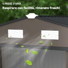 Outsunny 9 x 6FT Galvanised Garden Storage Shed with Sliding Door, Brown thumbnail 10