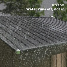 Outsunny 9 x 6FT Galvanised Garden Storage Shed with Sliding Door, Brown thumbnail 6