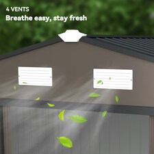 Outsunny 9 x 6FT Galvanised Garden Storage Shed with Sliding Door, Brown thumbnail 8