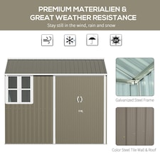 Outsunny 8 x 6ft Metal Garden Shed Outdoor Storage Shed with Doors Window thumbnail 3