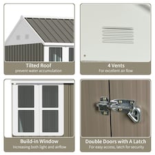Outsunny 8 x 6ft Metal Garden Shed Outdoor Storage Shed with Doors Window thumbnail 9