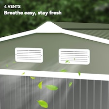 Outsunny 9 x 6FT Galvanised Garden Storage Shed with Sliding Door, Light Green thumbnail 8