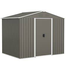 Outsunny 8 x 6ft Garden Storage Shed w/ Double Sliding Door Outdoor Light Grey