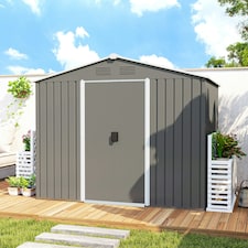 Outsunny 8 x 6ft Garden Storage Shed w/ Double Sliding Door Outdoor Light Grey thumbnail 8