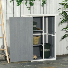 Outsunny Garden Shed Outdoor Tool Storage w/ 2 Shelve 75 x 56 x115cm Grey thumbnail 2