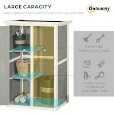 Outsunny Garden Shed Outdoor Tool Storage w/ 2 Shelve 75 x 56 x115cm Grey thumbnail 3