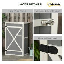 Outsunny Garden Shed Outdoor Tool Storage w/ 2 Shelve 75 x 56 x115cm Grey thumbnail 5