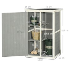 Outsunny Garden Shed Outdoor Tool Storage w/ 2 Shelve 75 x 56 x115cm Grey thumbnail 7