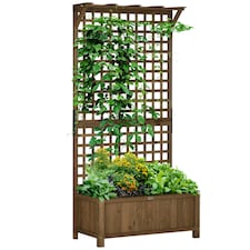 Outsunny Wood Planter with Trellis for Climbing Plants Vines Planter thumbnail 6