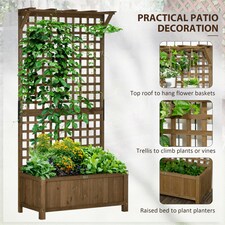 Outsunny Wood Planter with Trellis for Climbing Plants Vines Planter thumbnail 8