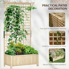 Outsunny Wood Planter with Trellis for Climbing Plants Vines Planter thumbnail 3