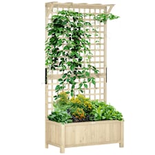Outsunny Wood Planter with Trellis for Climbing Plants Vines Planter thumbnail 6