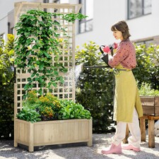 Outsunny Wood Planter with Trellis for Climbing Plants Vines Planter thumbnail 7