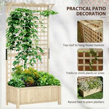 Outsunny Wood Planter with Trellis for Climbing Plants Vines Planter thumbnail 8