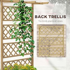 Outsunny Wooden Trellis Planter, Raised Garden Bed for Climbing Plants, Natural thumbnail 3