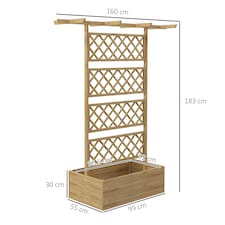 Outsunny Wooden Trellis Planter, Raised Garden Bed for Climbing Plants, Natural thumbnail 5