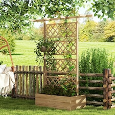 Outsunny Wooden Trellis Planter, Raised Garden Bed for Climbing Plants, Natural thumbnail 6