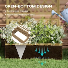 Outsunny Wooden Trellis Planter, Raised Garden Bed for Climbing Plants, Natural thumbnail 7