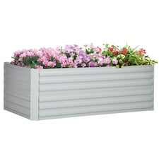 Outsunny Galvanised Steel Outdoor Raised Bed w/ Reinforced Rods, Dark Grey