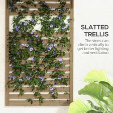 Outsunny Wall Mounted Plant Stands Set of 2 with Shelves and Slatted Trellis thumbnail 4
